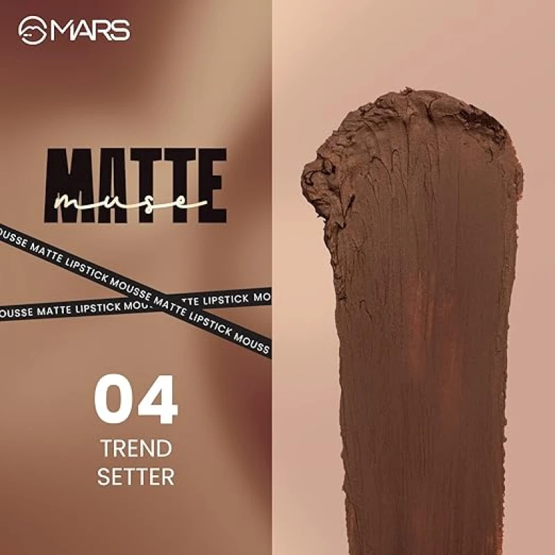 MARS Matte Muse Mousse Lipstick (3ml) (07-CELEBRITY) with Doe-Foot Applicator | Highly Pigmented | Smooth Texture | Hydrating Formula | Blurry Lips Effect - Thumbnail 3